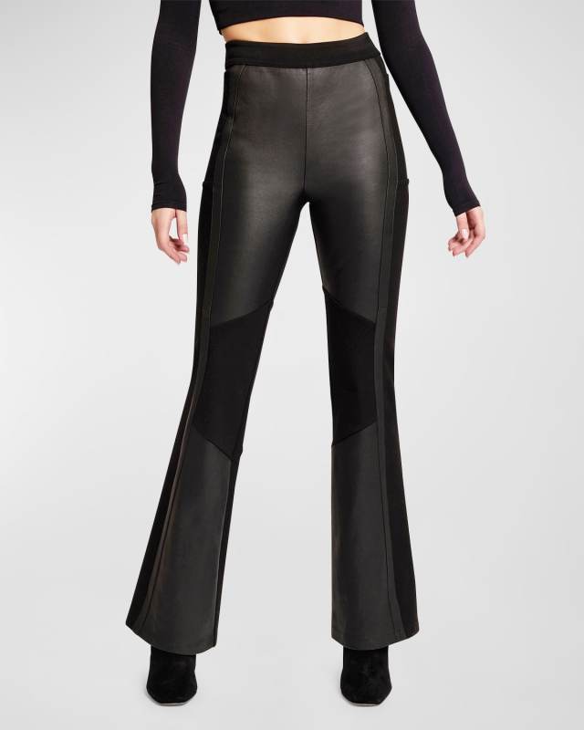 Ponte Leather Bootcut Pants